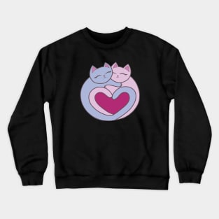 Pink Heart Love Cats Kawaii Crewneck Sweatshirt